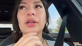 Public Humiliation For Latina Who Receives Facial Cum After Intense Blowjob