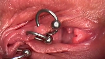 Extreme Close-Up Of My Pierced Clit And Vagina, Leading To Self-Penetration And Internal Ejaculation