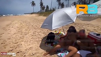 Brazilian Director Baiano'S Wife Joins Him For A Steamy Beach Encounter With Kriss Hotwife