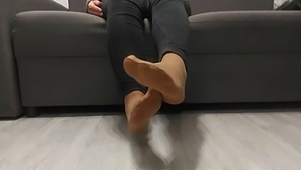 Monika Nylon Unveils Her Shapely Legs In Sheer Nylon Hosiery After An Entire Day