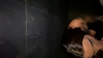 Caught In The Act: Inked Wife Gives Oral Pleasure In A Nightclub Restroom