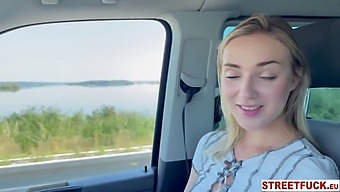 Blonde Babe Oxana Gets Fucked In A Car By A Big Cock Stud