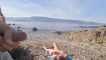 Daring Exhibitionist Shows His Penis To A Nudist Mother At The Beach, Who Gives Him A Blowjob